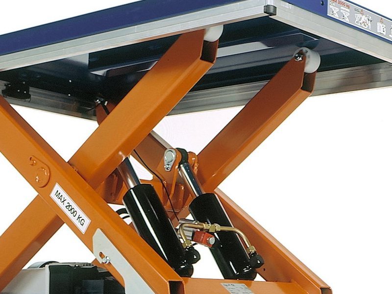 Scissor lift platform at working height in an industrial setting